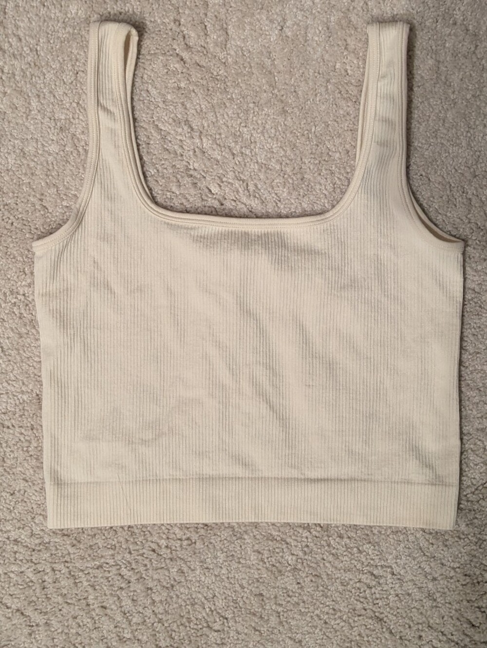 Cream ivory crop tank top, unlined sports bra Medium